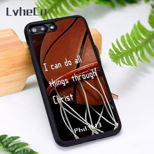 LvheCn Silicone Rubber Phone Case Cover for iPhone 6 6S 7 8 Plus X XS XR 11 12 Mini Pro Max Basketball Christian Bible Verse