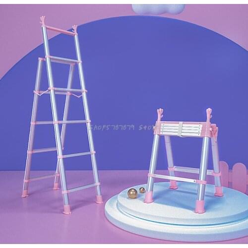 Household Ladder Folding Herringbone Ladder Indoor Multi-function Five Step Ladder Thickened Aluminum Alloy Telescopic Ladder Sm