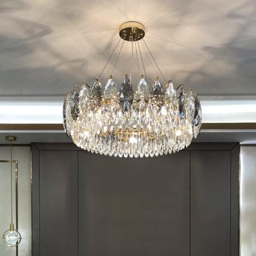 Modern chandelier for living room round bedroom tree leaf design crystal hanging lamp rectangle kitchen island indoor lighting