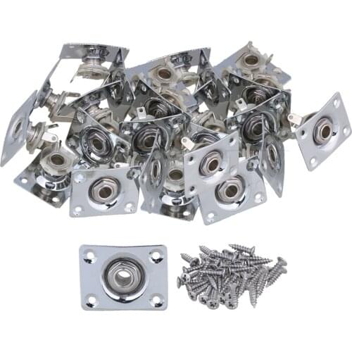 Yibuy Chrome Rectangular Guitar Jack Plate Socket for Guitar