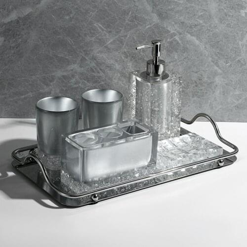 Light Luxury Bathroom Supplies Silver Toothbrush Holder Mouth Cup Soap Dish Lotion Bottle Home Bathroom Decoration Accessories