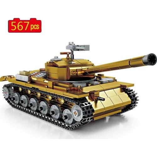 Military Series WWII M26 Heavy Main Battle Tank Soldier SWAT Weapon Accessories Building Blocks Bricks Toys Gifts