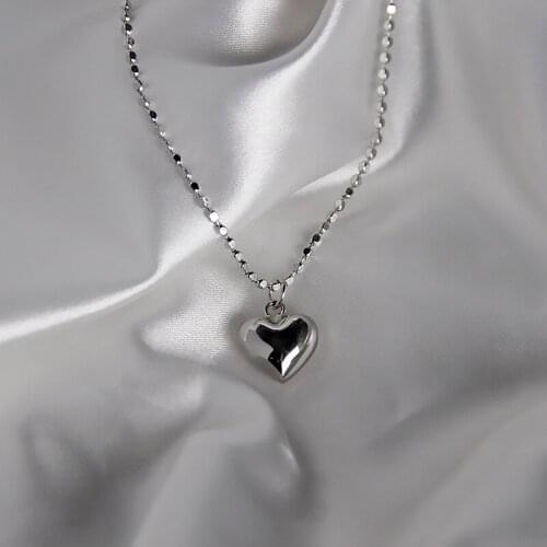 XIHA 925 Sterling Silver Beads Chain Heart Love Choker Necklace Women Wedding Engagement Pendant Necklaces Bridesmaid Gifts