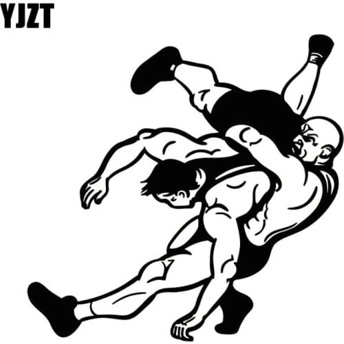 YJZT 15.4CM*14.8CM Wrestlers Fighters Arts Sport Car Sticker Decoration Vinyl Decal Black/Silver C31-0056
