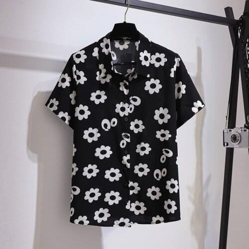 Black Elegant Flower Short-Sleeved Plus Size Oversized Korean Fashion Summer WomenS Clothing Vintage Shirts Blouses Top 2021