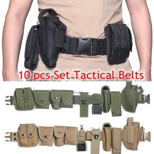 10in1 Multifunctional Tactical Security Duty Belts Military Training Polices Guard Utility Kit Duty Belt with Holster Pouch Set