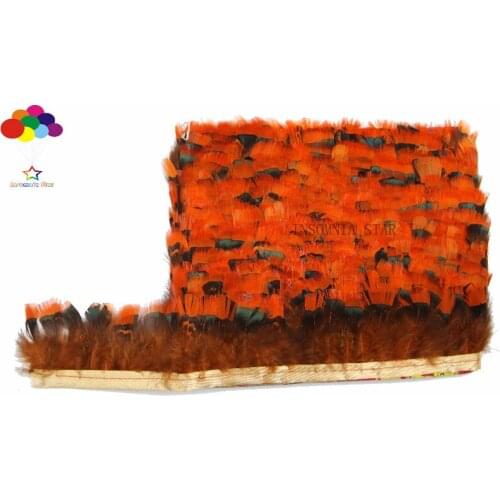 10 yards high quality pheasant feather trim orange cloth sideband 4-6cm wide for skirt wedding dress party DIY crafts