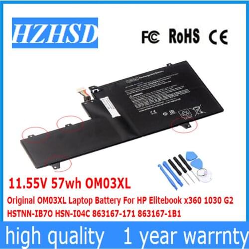 11.55V 57wh OM03XL Original OM03 Laptop Battery For HP Elitebook x360 1030 G2 HSTNN-IB7O HSN-I04C 863167-171 863167-1B1