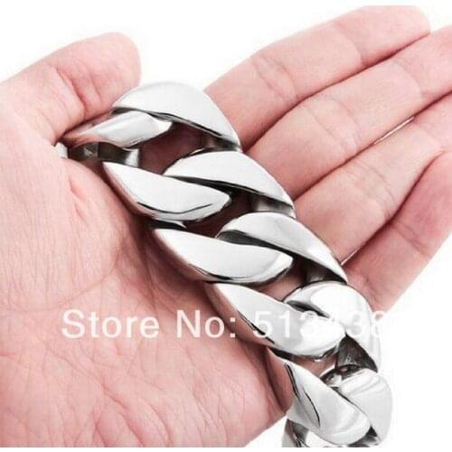 180g Huge 316L stainless steel curb cuban link bracelet chain Mens heavy Jewelry 26mm*21.5cm