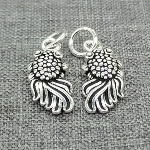 2 Pieces 925 Sterling Silver Fish Charms 2-Sided for Ocean Sea Bracelet Necklace