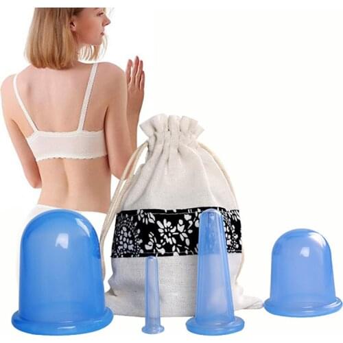 4pcs Jar Silicone Vacuum Cupping Cans for Massage ventouse anti cellulite Suction Cups Face Body Pain Relief Massage masajeador