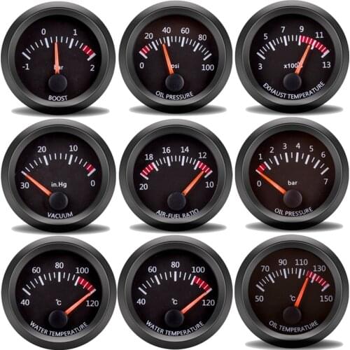 52mm Water Temp/Oil Temp/Voltmeter/Oil Press/Vacuum/Boost Gauge/Air Fuel Ratio/EGT Gauge With Sensor Fit for 12V Car