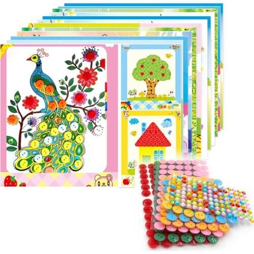 8Pcs Kids DIY Button Stickers Drawing Toys Handmade School Art Class Painting Drawing Craft Toys Children Early Educational