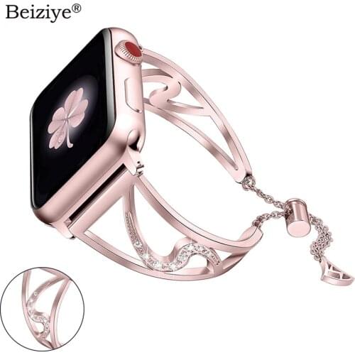 Diamond Stainless Steel Strap For Apple Watch Band 42mm 38mm 40mm 44mm Series 5 4 Bracelet for iWatch 3 2 1 Women Wristband