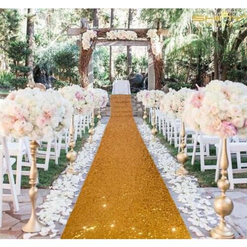 Wedding Aisle Runner 4FTX 10FT Gold Sequin Aisle Runners for Wedding Ceremony Decorations Aisle Carpet Wedding Floor Carpet-M