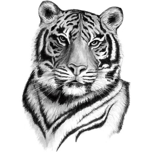 Big Black Tiger King Tattoos Fake Men Women Tatoos Waterproof Large Size Animals Body Art Arm Legs Tattoos Temporary Stickers