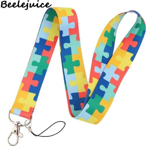 Autism Labyrinth lattice Lanyard Keys Phone Holder Funny Neck Strap With Keyring ID Card DIY Animal webbings ribbons Hang Rope
