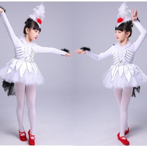Svitania Children Crane Cosplay Dance Beautiful Bird Children Halloween Party Costume Dress