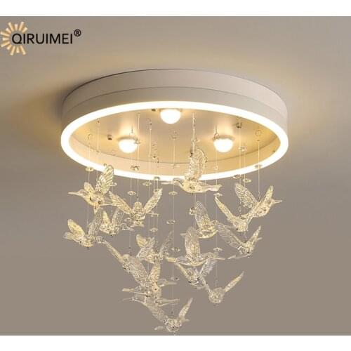 Crystal Hummingbird Deco New Modern LED Ceiling Lights Indoor Lighting Bedroom Dining Living Room Villa Hall Lamps With Remote