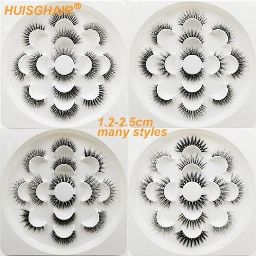 HUISGHAIR 7Pairs 3D Mink Hair False Eyelashes Natural/Thick Long Eye Lashes Wispy Makeup Beauty Extension Tools