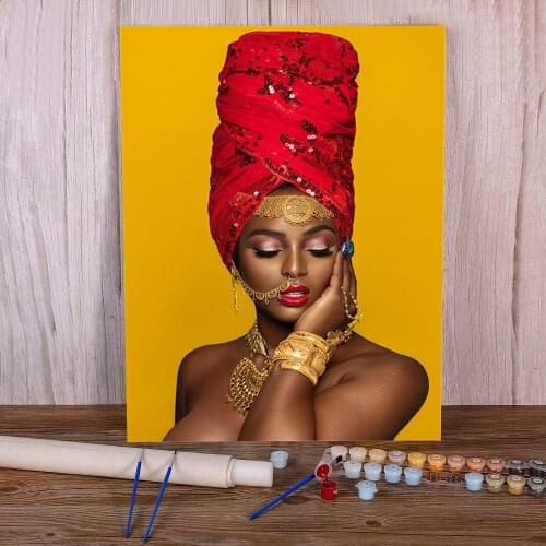 Black And Gold Woman Paint By Numbers Set Oil Paints 50*70 Picture By Numbers Photo Decoration For Adults Art