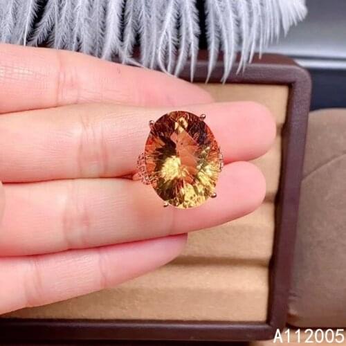KJJEAXCMY fine jewelry 925 sterling silver inlaid Citrine gemstone new Female ring classic hot selling