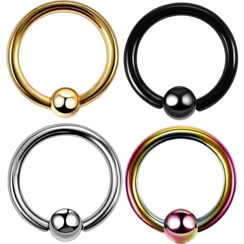 1PC G23 Titanium Colorful Ball Captive Bead Rings Nose Septum Hoops Ear Tragus Lip Rings Piercing For Unisex Jewelry 16g&14g