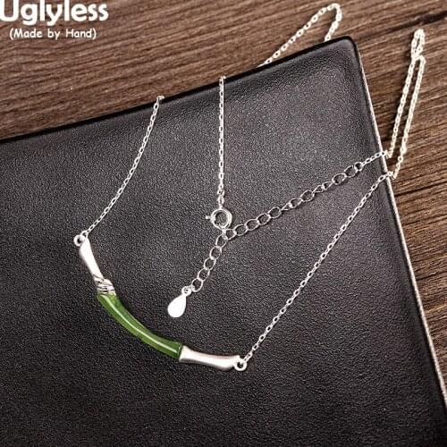 Uglyless Panda Favorite Bamboo Jewelry Sets for Women Real 925 Silver Necklaces Bangles Bracelets Rings Earrings Set Jade Bijoux