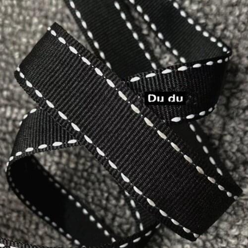 1m Double row black bottom white dot Ribbons Garment Accessorie Clothing Trousers side Gift box decoration Ribbons DIY