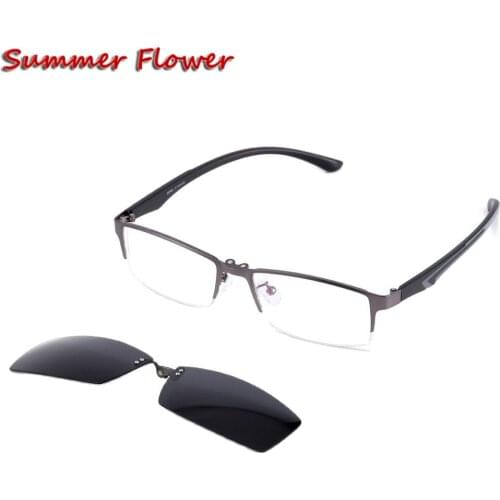 Clip Magnet Eyewear Polarized Lenses with Half Frame Sunglasses for Men Sport Style Eyewear