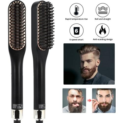 Multifunctional Men Beard Straightener Comb Anti-Scald Hair Straightening Brush Comb Fast Heating Hair Straightener Beard Comb