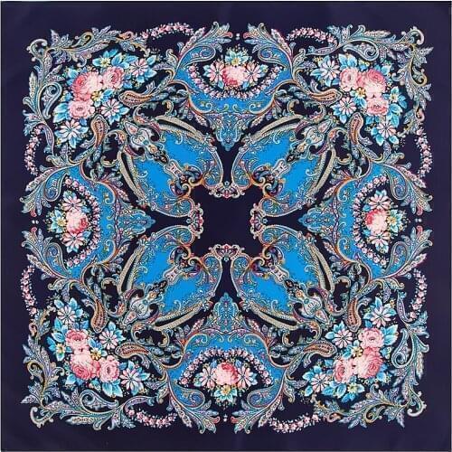 Fashion Shawl Headband Rose Flower Paisley Print Headband Kerchief Muffler Large Square Scarves Scarf For Women Female Foulard