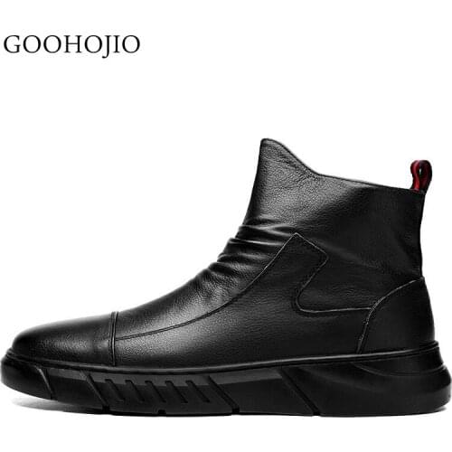 High Quality Patent Leather Men Boots Fashion Zipper Shoes Male Cow Leather Man Brown Ankle Boots 2021 Autumn Plus Size 39-44