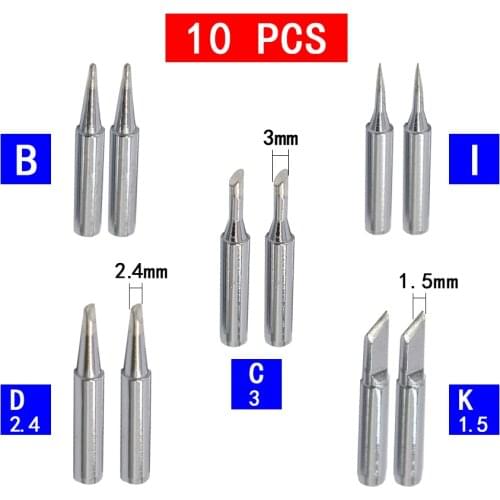 10pcs/lot Soldering Iron Tips Pure Copper 900M-T Soldering Iron Tip Lead-free Solder Tips Welding Head BGA Soldering Tools