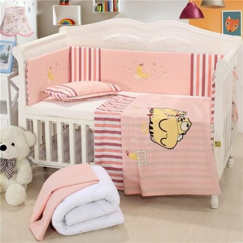 Brand New Mattress+Bed Sheet+Pillow+Bumpers+Quilt +Pillow Core+Quilt Core Crib Kit Detachable Baby Cotton Bedding Sets