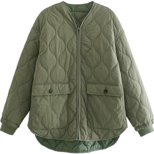 2021 Autumn Vintage ArmyGreen V Neck Single-Breasted Cotton Clothes Female Coat Streetwear Long Sleeve Thin Chic Top