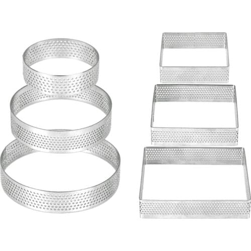 Perforated Tart Ring,Cake Mousse Molds Ring,Heat-Resistant Porous Cake Mousse Molds,Non-Stick Bottom Tower Pie Cake Ring