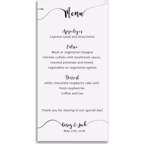 Personalized menu romantic design menu whole set available MU022