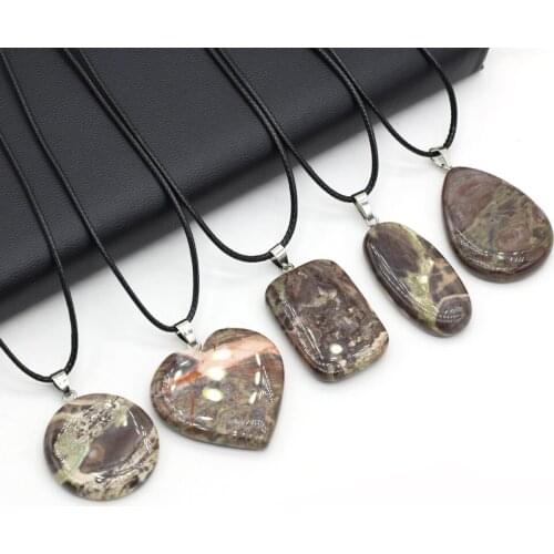 Natural Irregular Stone Pendant Necklace Polished Pablo Picasso Stone Wax Thread for Women Men Jewelry Charms