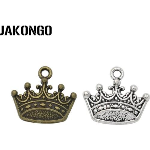 20pcs Antique Silver Bronze Plated Crown Charms Pendants for Jewelry Making Bracelet DIY Handmade 16x18mm