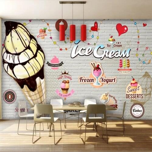 Wellyu Custom wallpaper 3d murals papier peint European and American fashion brick wall ice cream shop food tooling wallpaper