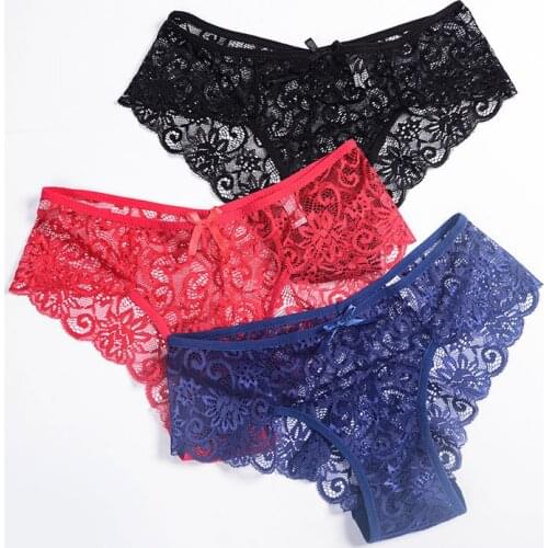Q Sexy Panties Women Hollow Lace Underpants Low-waist Transparent Briefs Female Breathable Seamless Underwear Ladies Lingerie