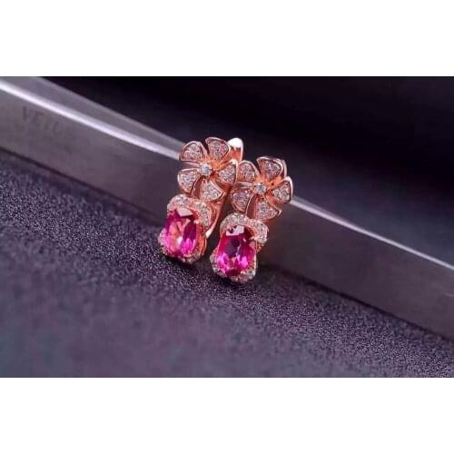 Natural topaz stone earrings 925 silver Natural pink gemstone earring women personality Windmill Earrings for anniversary