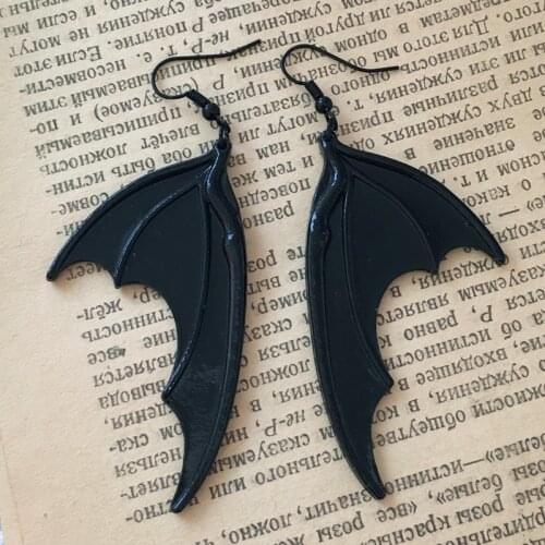 Black Bat Wing Earrings,Neo Victorian Gothic Earrings, Large Vampire Wing Earrings,gift for Bat Lover,dark Style,Vampire Bat