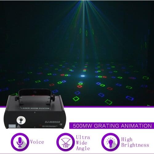 Sharelife 500MW RGB Grating Animation DMX Laser Projector Light Home Gig Party Show Professional Stage Effect DJ Lighting 503RGB