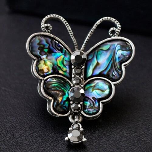 Antique silver vintage Natural Shell butterfly Brooches For Women And Men Elegant butterfly Insects Banquet Weddings Brooch