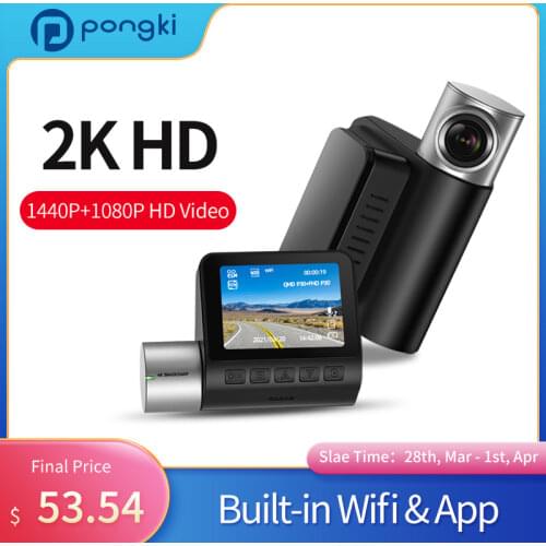 Pongki X1 Dual Lens 2K 1440P Rear View Camera Video Recorder Night Vision Dash Cam Car DVR Parking Surveillance Camera Recorder
