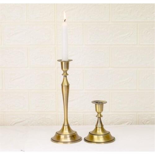 Vintage Festival Art Ornament Candle Holders Candelabrum Candlestick Golden Party Beautiful Copper Alloy Collectable Decor
