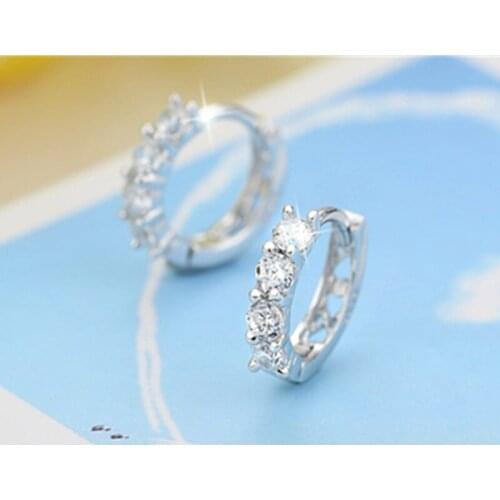 Top Quality Silver 925 Earrings For Women Jewelry Shiny Zircon Hoop Earring Girls Piercing Accessories Hollow Heart Earring Lady