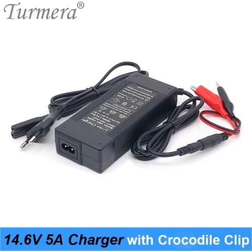 Turmera 14.6V 5A Lifepo4 Battery Charger 4Series 12.8V 14.4V 7Ah 10Ah 20Ah 100Ah Lifepo4 Battery Smart Charger + Crocodile Clip